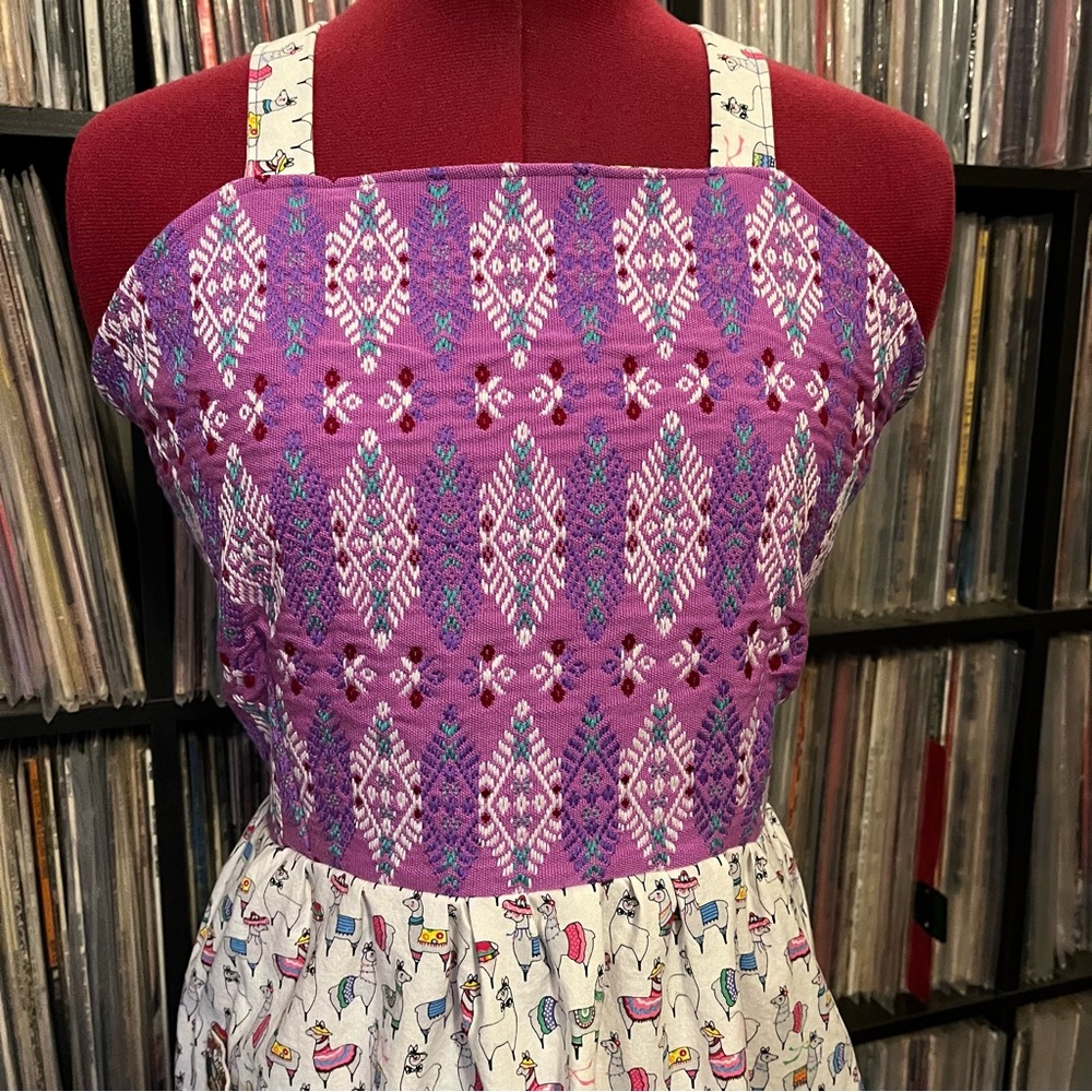 TABOOT llama apron top woven pocket corset open back festival 🦙 💜 🩷 - Picture 6 of 9